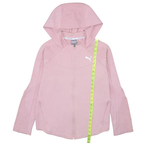 Puma Women Pink Full Zip Hoodie L Lightweight Hooded Sweatshirt