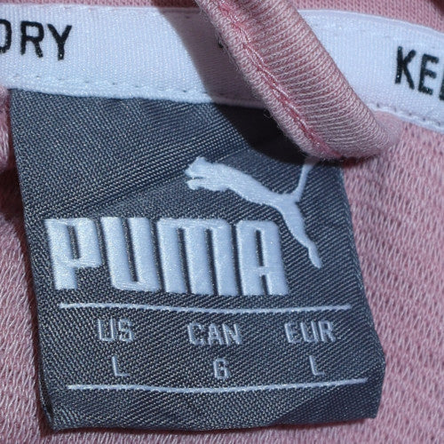 Puma Women Pink Full Zip Hoodie L Lightweight Hooded Sweatshirt