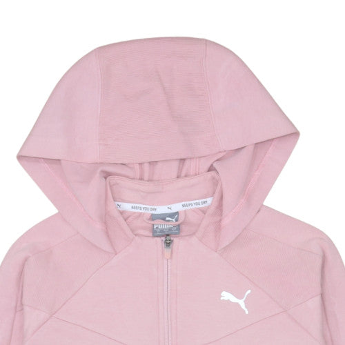 Puma Women Pink Full Zip Hoodie L Lightweight Hooded Sweatshirt