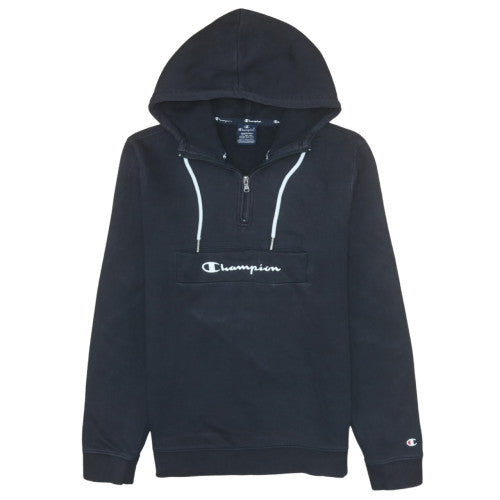 Champion Men's Black Medium 1/2 Zip Hoodie Sweatshirt