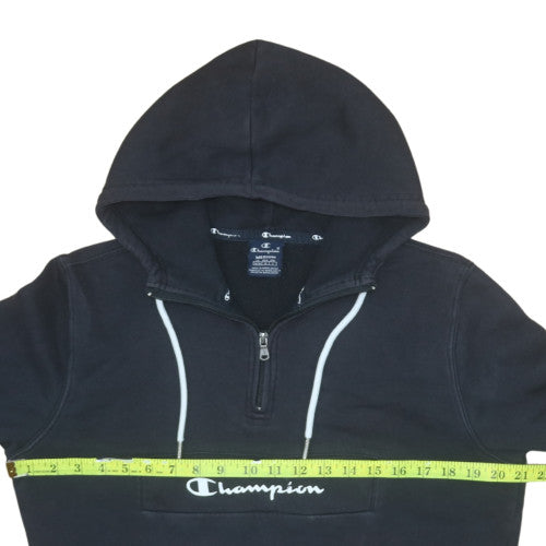 Champion Men's Black Medium 1/2 Zip Hoodie Sweatshirt