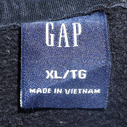 GAP Men's Black XL Full Zip Hoodie Sweatshirt Fleece Cotton Blend