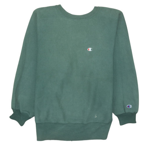 Champion Men's Green Reverse Weave Sweatshirt Medium Vintage Fleece