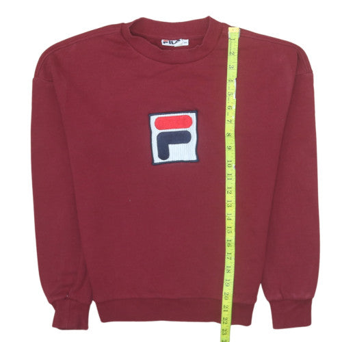 FILA Womens Burgundy Logo Crew Neck Pullover Sweatshirt XS