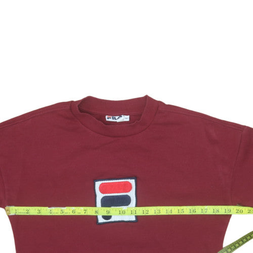 FILA Womens Burgundy Logo Crew Neck Pullover Sweatshirt XS