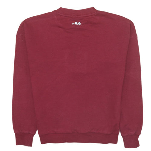 FILA Womens Burgundy Logo Crew Neck Pullover Sweatshirt XS
