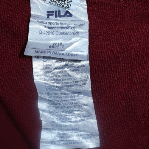 FILA Womens Burgundy Logo Crew Neck Pullover Sweatshirt XS