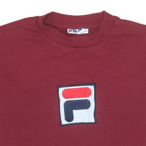 FILA Womens Burgundy Logo Crew Neck Pullover Sweatshirt XS