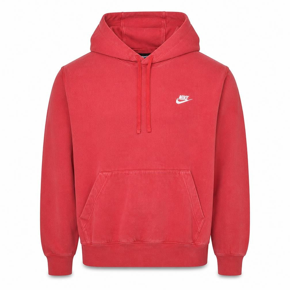 Front view of Nike Men's Red Pullover Hoodie Small Regular Fit Cotton Fleece
