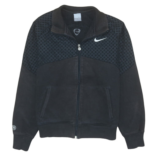 Nike Men's Black Full Zip Fleece Sweatshirt M Geometric Logo