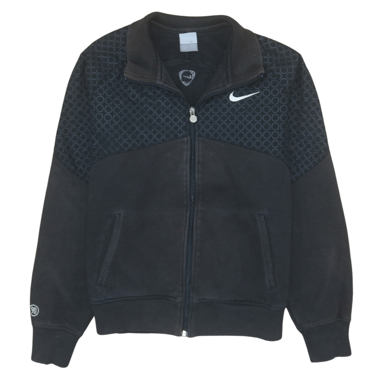 Nike Men's Black Full Zip Fleece Sweatshirt M Geometric Logo