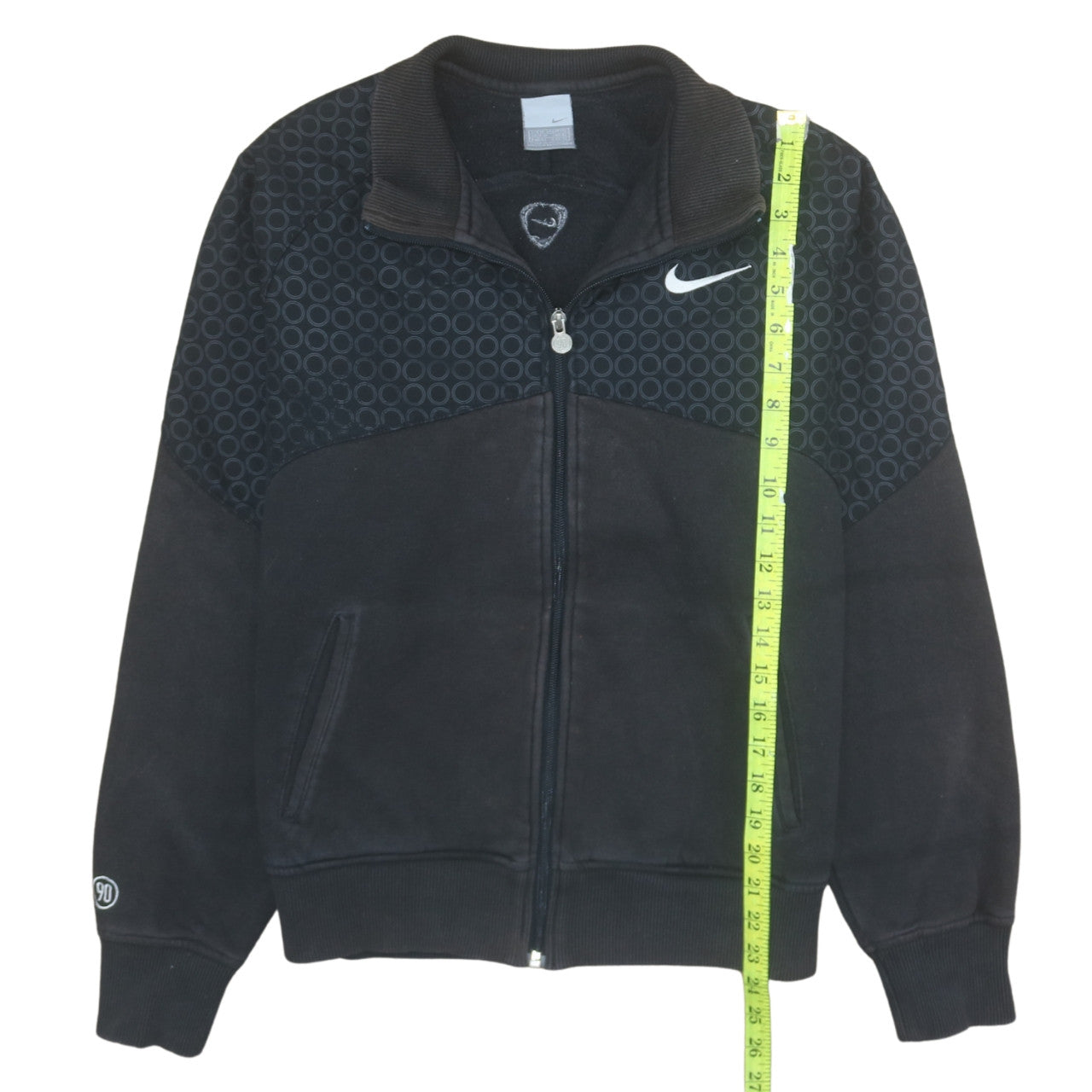 Nike Men's Black Full Zip Fleece Sweatshirt M Geometric Logo