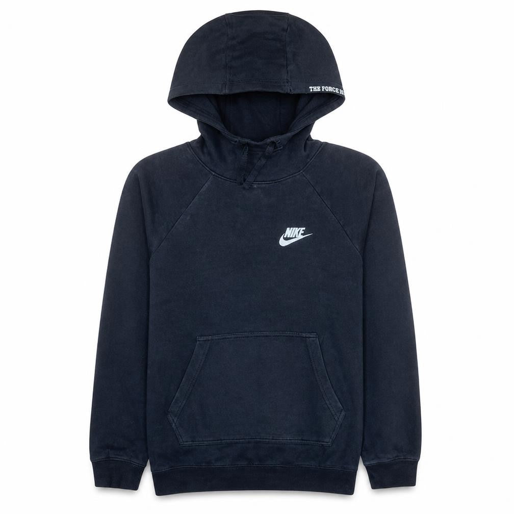 Front view of Nike Men's Black Pullover Hoodie M Regular Fit Graphic Fleece