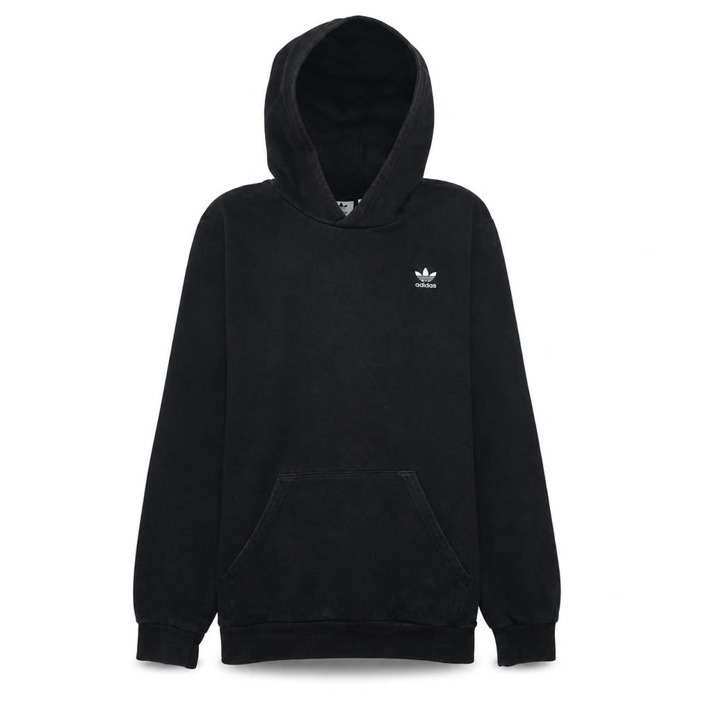 Front view of Adidas boys’ black pullover hoodie, size 15-16, years cotton blend