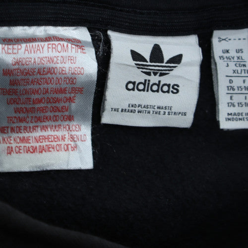 Adidas Boys Black Pullover Hoodie Size 15-16 Years Cotton Blend