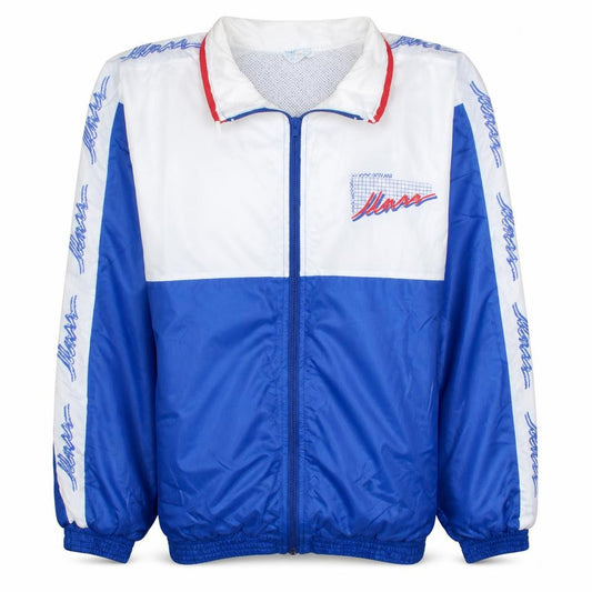 Front view of Cadence Men's Blue White Retro Windbreaker Jacket M