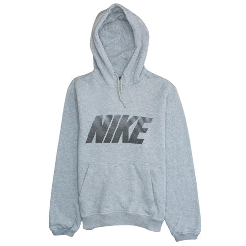 Nike Mens Grey Pullover Hoodie Medium Cotton Blend Logo Sweatshirt