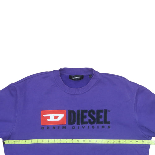 Diesel Men’s Purple Logo Crew Neck Cotton Sweatshirt Size M