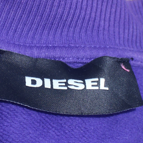 Diesel Men’s Purple Logo Crew Neck Cotton Sweatshirt Size M