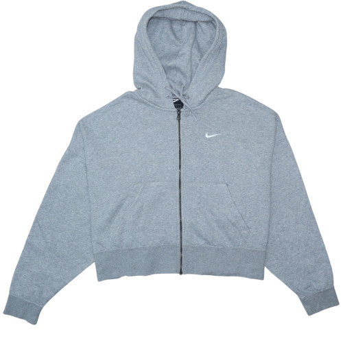 Nike Women Grey Full Zip Hoodie Size L Cotton Blend Sportswear