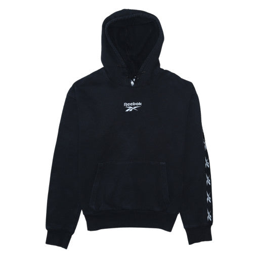 Reebok Women's Black Small Pullover Hoodie with Logo Details