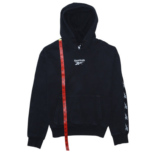 Reebok Women's Black Small Pullover Hoodie with Logo Details