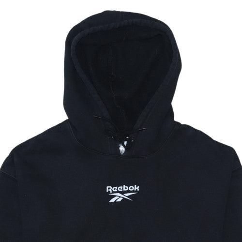 Reebok Women's Black Small Pullover Hoodie with Logo Details