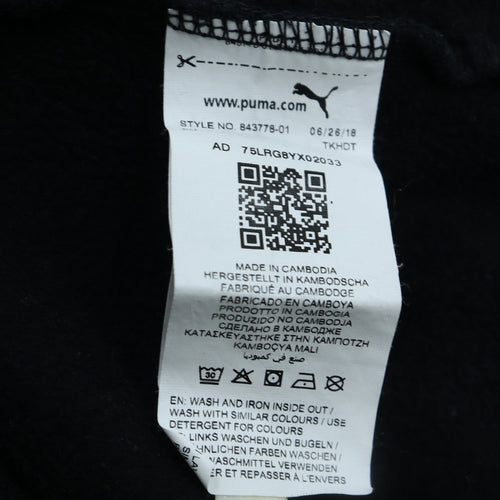 Puma Boys Black Pullover Hoodie Size 13-14 Years Cotton Blend