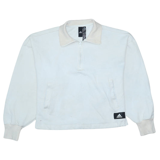 Adidas Women White XS 1/2 Zip Pullover Sweatshirt with Logo