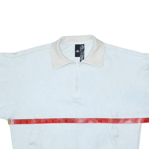Adidas Women White XS 1/2 Zip Pullover Sweatshirt with Logo