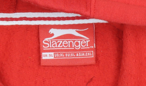 Slazenger Men’s Red Pullover Hoodie XL Logo Fleece Sweatshirt