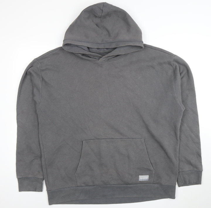 Hollister Men’s Grey Relaxed Fit Pullover Hoodie XL Cotton Blend