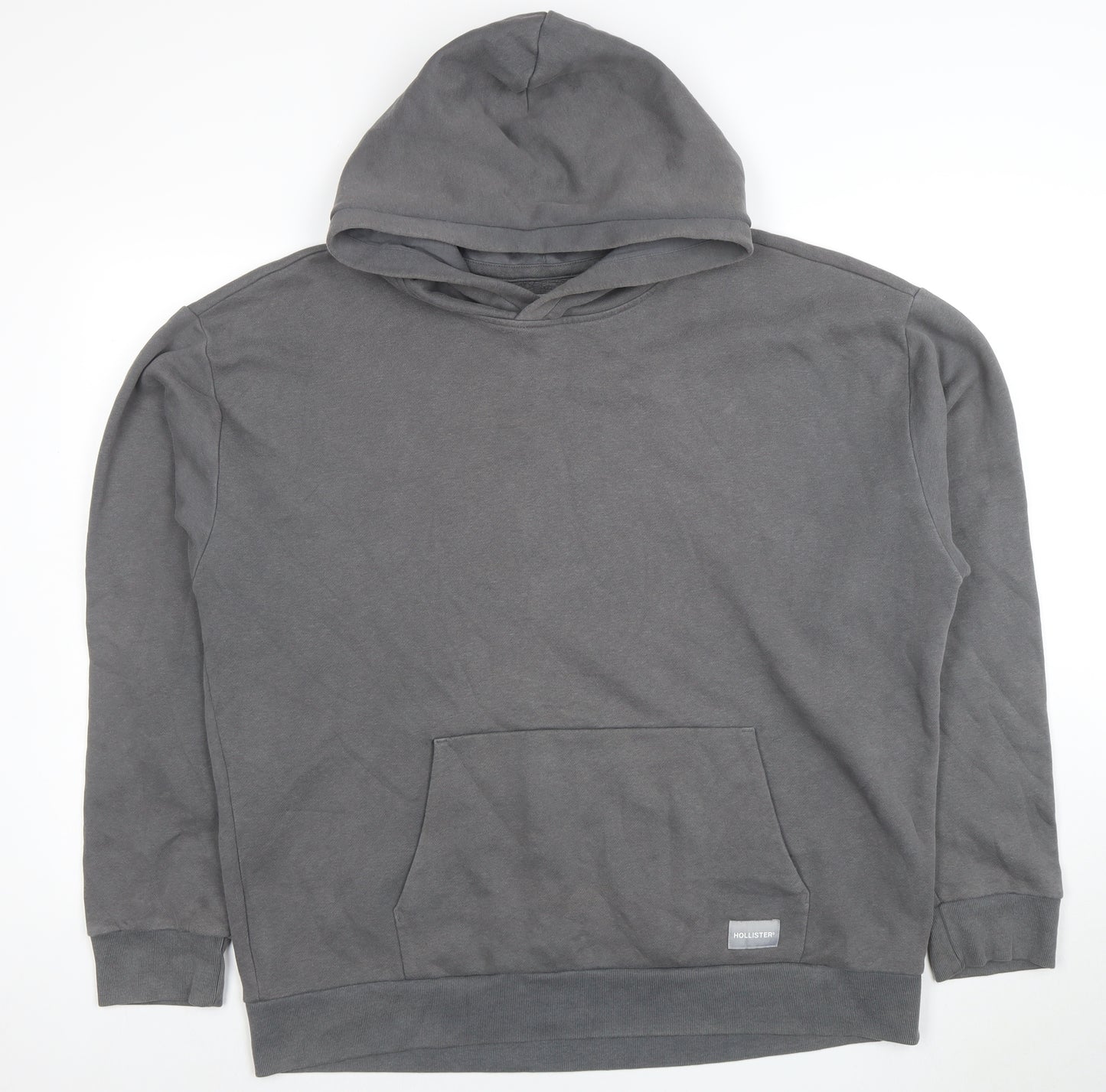 Hollister Men’s Grey Relaxed Fit Pullover Hoodie XL Cotton Blend