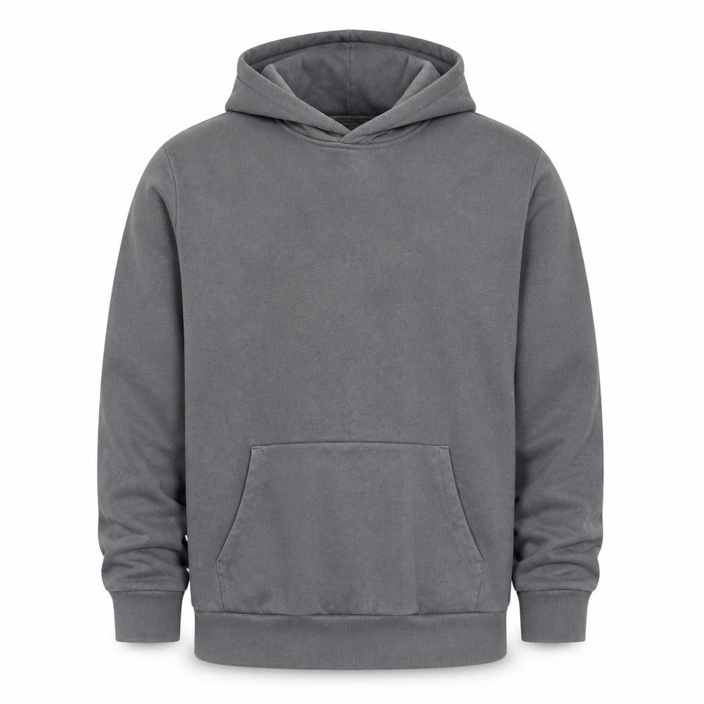 Front view of Hollister Men’s Grey Relaxed Fit Pullover Hoodie XL Cotton Blend