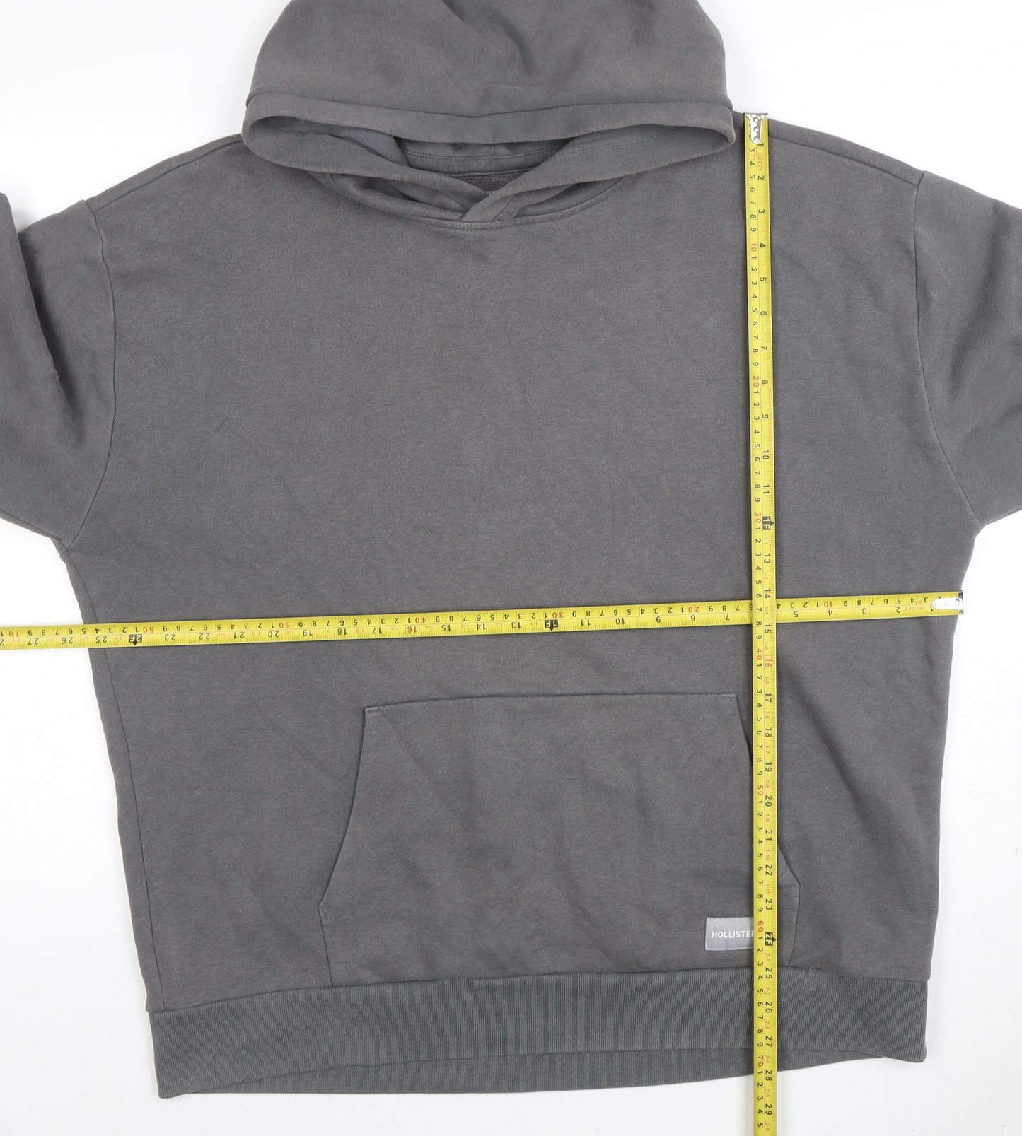 Hollister Men’s Grey Relaxed Fit Pullover Hoodie XL Cotton Blend