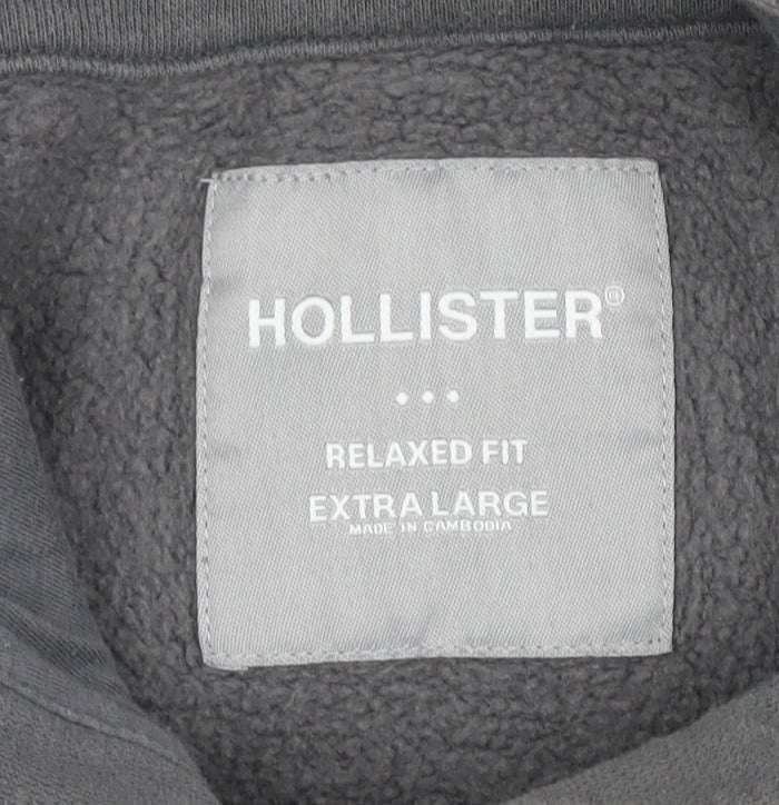 Hollister Men’s Grey Relaxed Fit Pullover Hoodie XL Cotton Blend