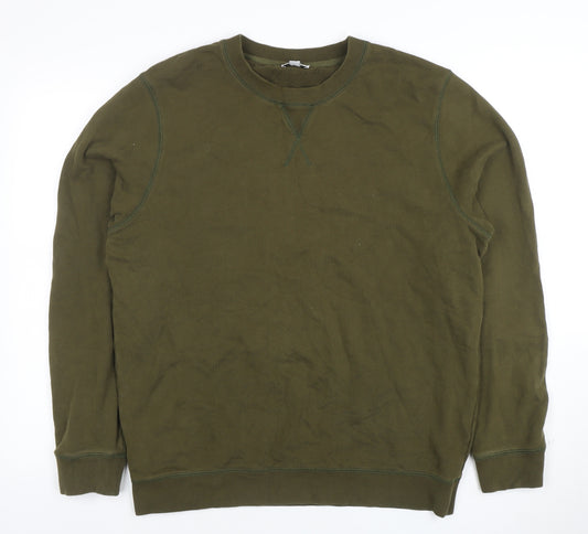 Sunspel Men's Green Cotton Blend Crew Neck Sweatshirt L