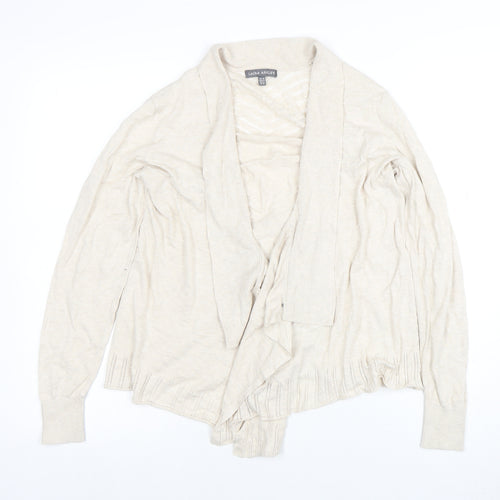 Laura Ashley Women Beige Knit Wrap Cardigan Top Size 10
