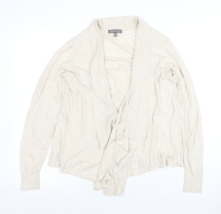 Laura Ashley Women Beige Knit Wrap Cardigan Top Size 10