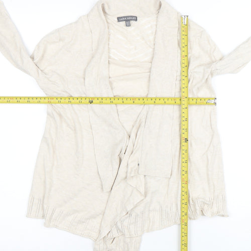 Laura Ashley Women Beige Knit Wrap Cardigan Top Size 10