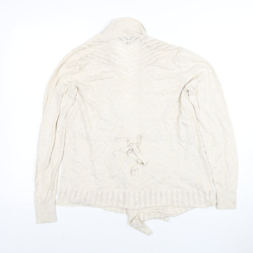 Laura Ashley Women Beige Knit Wrap Cardigan Top Size 10