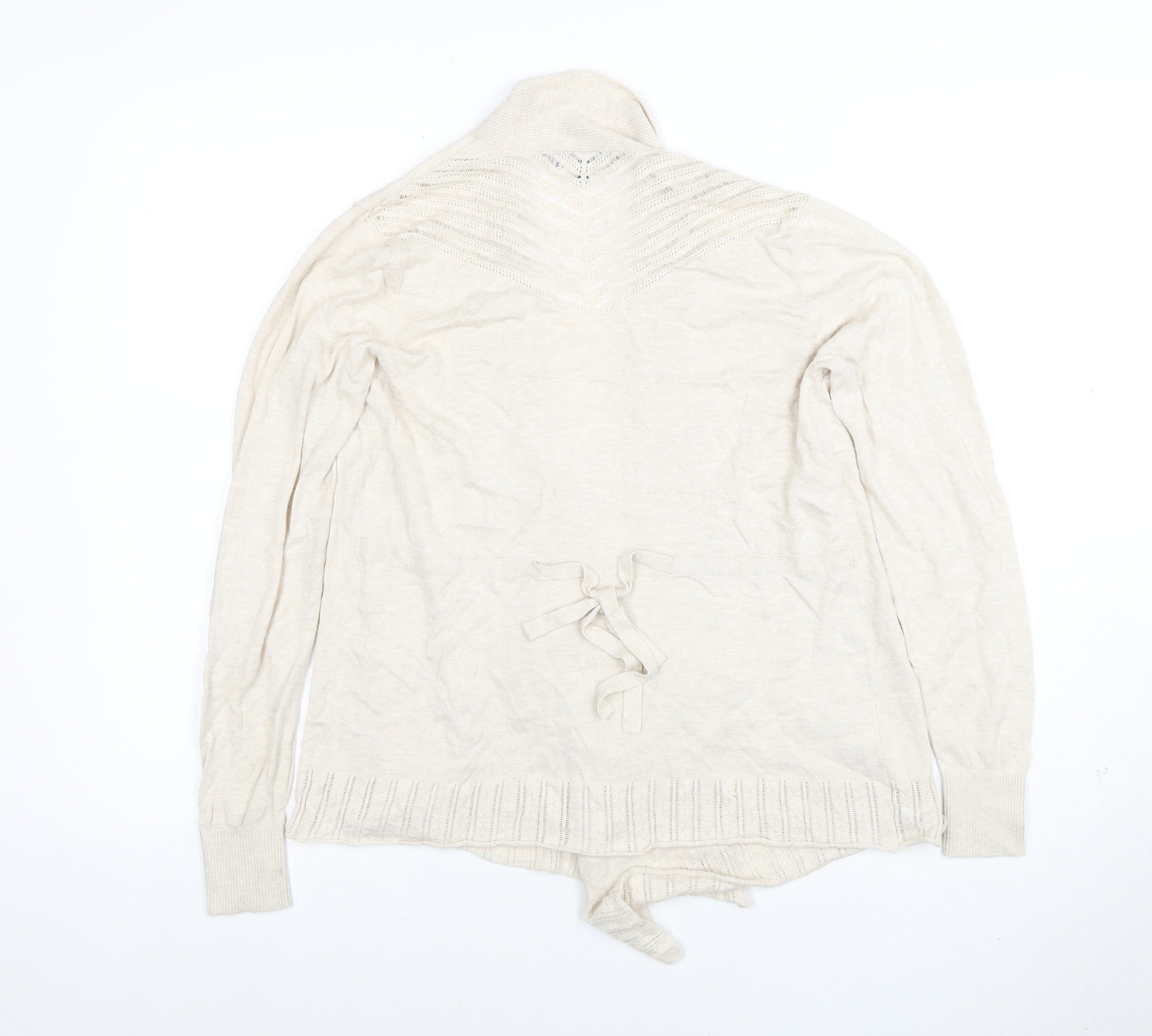 Laura Ashley Women Beige Knit Wrap Cardigan Top Size 10