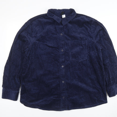 H&M Divided Women's Blue Corduroy Button Jacket Size M