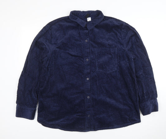 H&M Divided Women's Blue Corduroy Button Jacket Size M