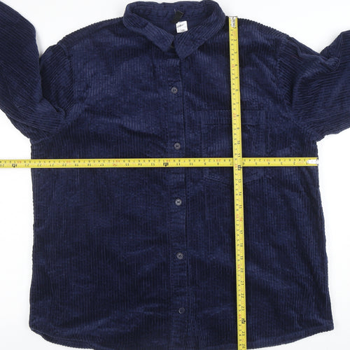 H&M Divided Women's Blue Corduroy Button Jacket Size M