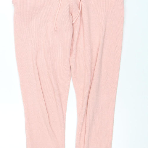 Quiz Women Pink Knit Jogger Trousers Size 8 Acrylic Stretch
