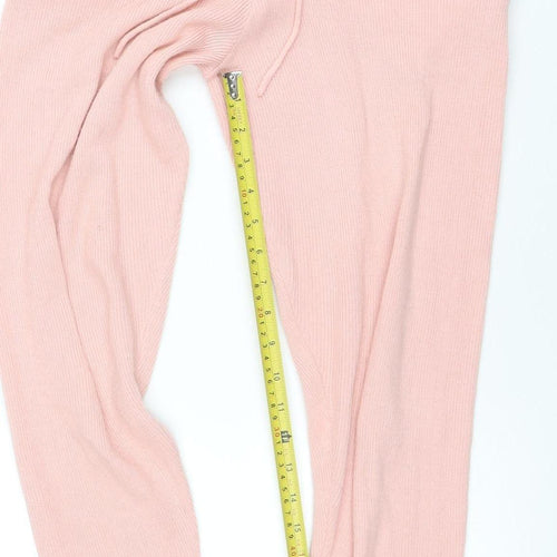 Quiz Women Pink Knit Jogger Trousers Size 8 Acrylic Stretch