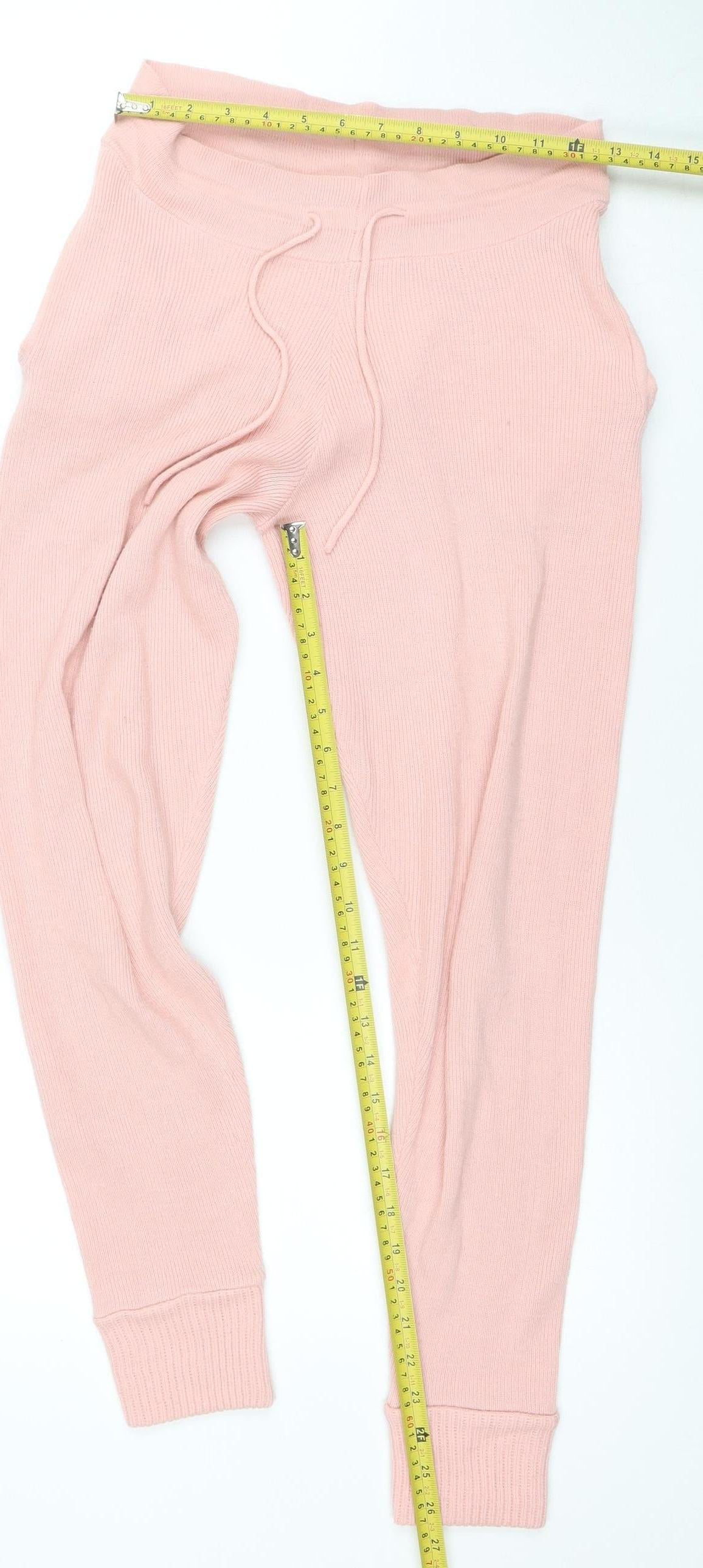 Quiz Women Pink Knit Jogger Trousers Size 8 Acrylic Stretch