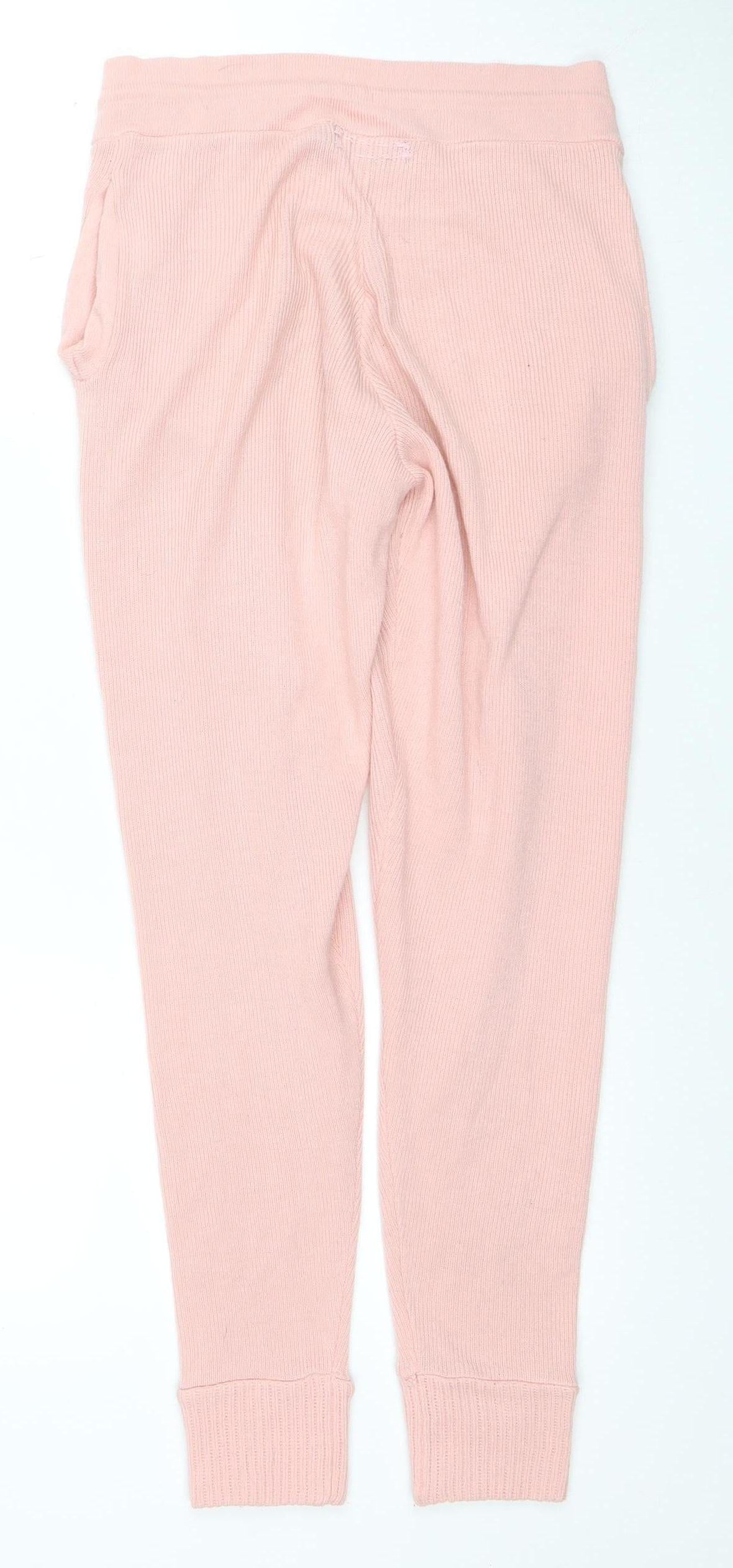 Quiz Women Pink Knit Jogger Trousers Size 8 Acrylic Stretch