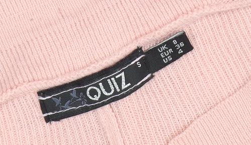 Quiz Women Pink Knit Jogger Trousers Size 8 Acrylic Stretch